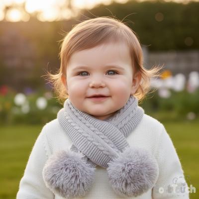 STSC12-G  Grey Elegance Scarf with Pom Poms  (Nb-24)