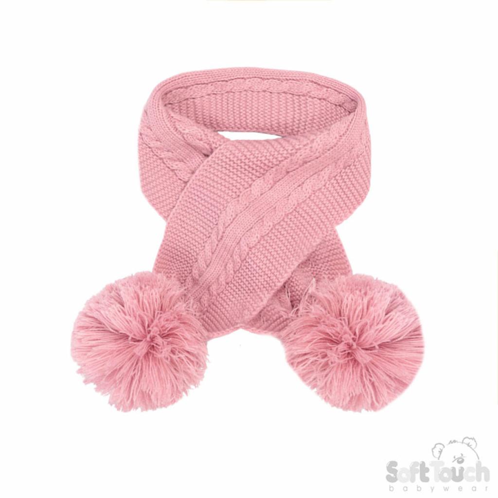 Soft Touch 4SC02-DP-SM 5023797310744 STSC12-DP Dusky Pink Elegance Scarf with Pom Poms (Nb-24)