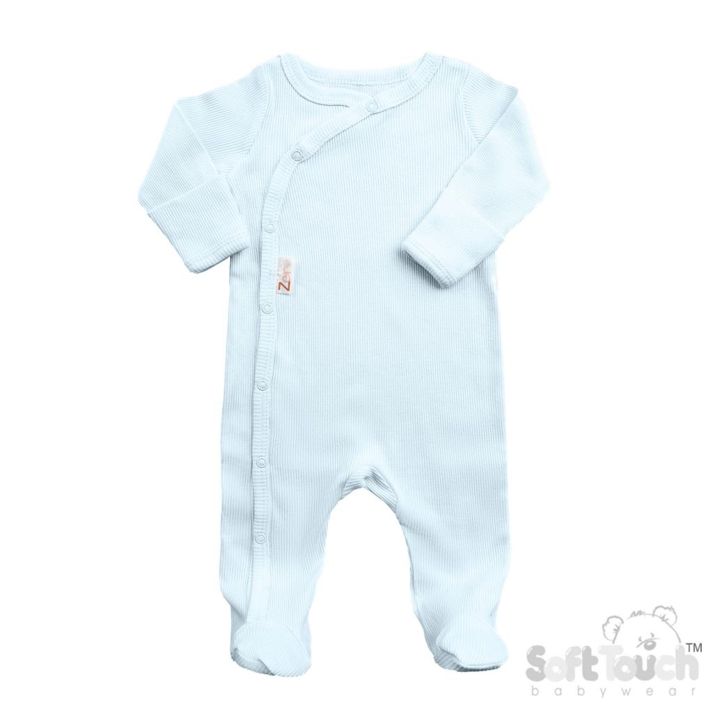 Soft Touch Zero 4SS4500-B * STSS4500-B  Blue Ribbed SleepSuit( Newborn - 3 months)