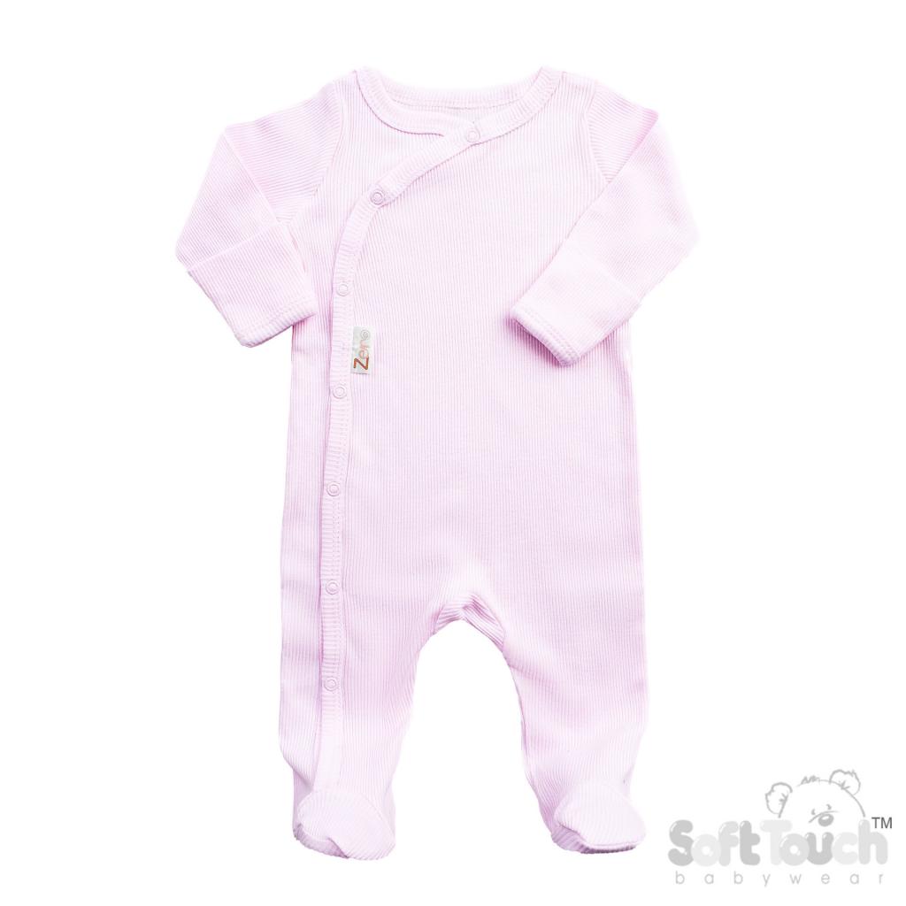 Soft Touch Zero 4SS4500-B * STSS4500-P Pink Ribbed SleepSuit( Newborn - 3 months)