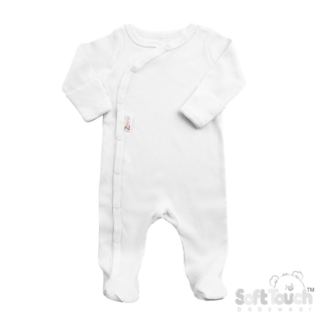 Soft Touch Zero 4SS4500-B * STSS4500-Wh White Ribbed SleepSuit( Newborn - 3 months)