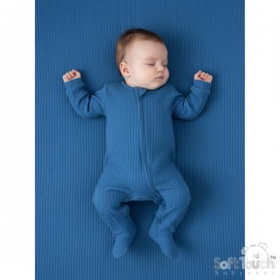 STSS4600-AZ Azure Blue Ribbed SleepSuit ( Newborn - 3 months)
