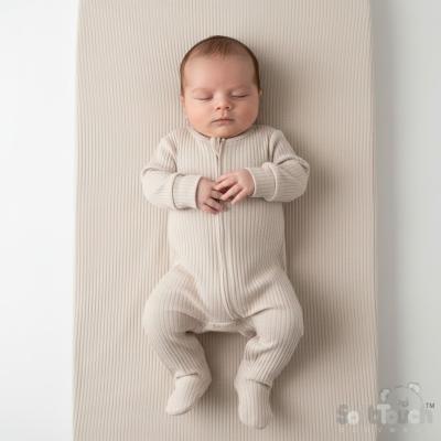 STSS4600-BI-03 Biscuit Ribbed SleepSuit ( Newborn - 3 months)