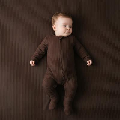 STSS4600-CH-03 Chocolate Ribbed SleepSuit ( Newborn -3 months)