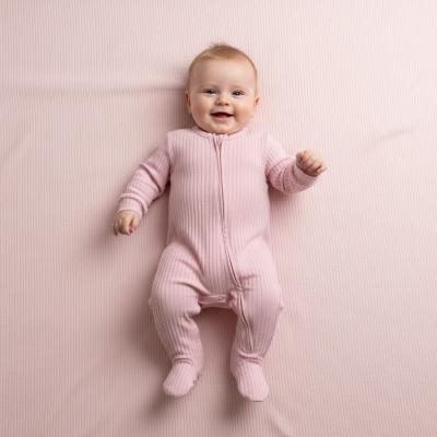 STSS4600-DP-03 Dusky Pink Ribbed SleepSuit ( Newborn -3 months)