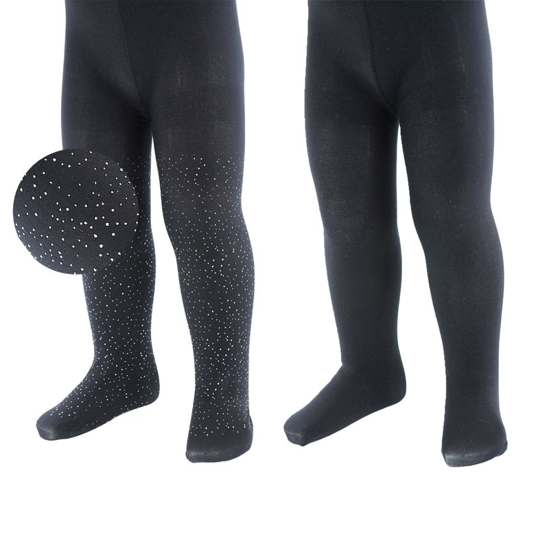 Soft Touch  5023797404702 STT103-BLK-6-18 Twin pack Glitter Spot tights (6-18 months)