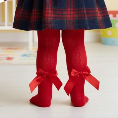 STT120-R Jaquard Tights with Long Bow (Newborn to 24m)