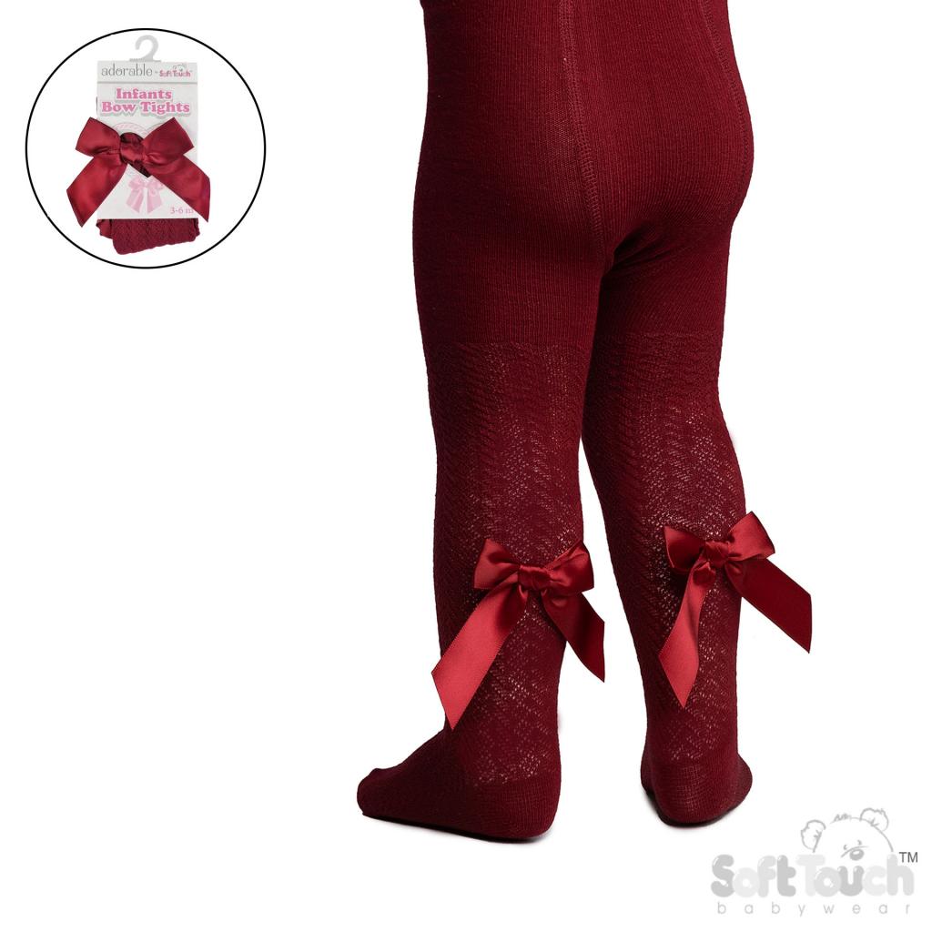 Soft Touch 4T120-R 5023797405853 STT120-BU Jacquard Tights with Long Bow (Newborn to 24m)