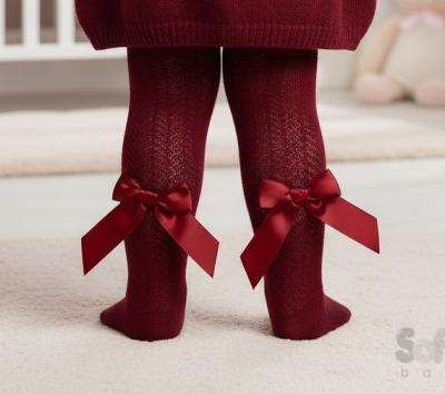 STT120-BU Jacquard Tights with Long Bow (Newborn to 24m)