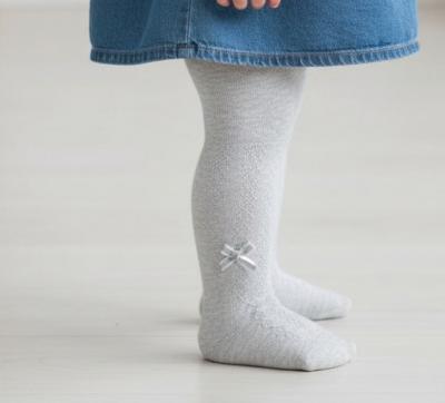 STT132-G  Grey Melange Tights with Bow  (NB to 12m)