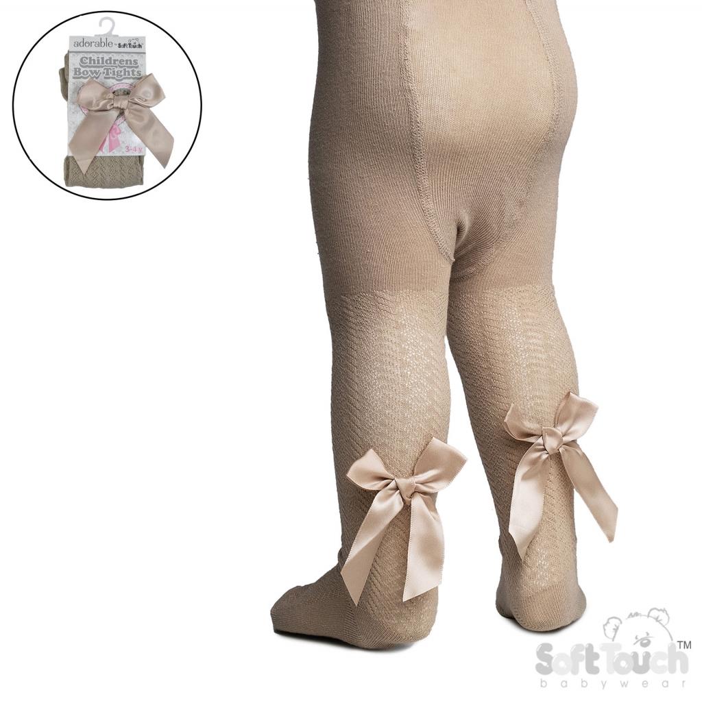 Soft Touch 4T170-Be 5023797405860 STT170-Bi Biscuit Jacquard Tights Long Bows (2-5 years)
