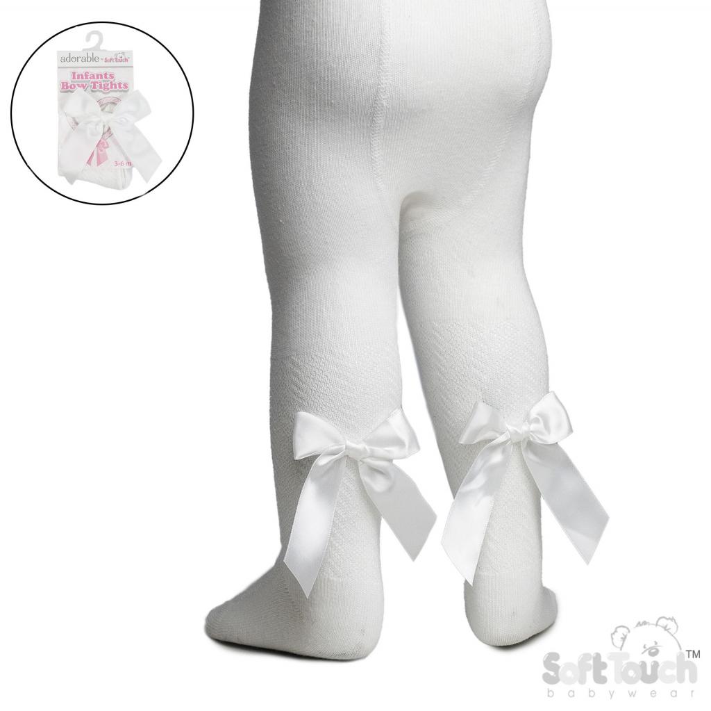 Soft Touch 4T170-W 5023797408458 STT170-Cr Cream Jacquard Tights with Long Bows (2-5 years)
