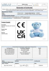 Soft Touch  5023797611223 STTB325-B Teddy Bear with Embroiderable T-Shirt 25cm
