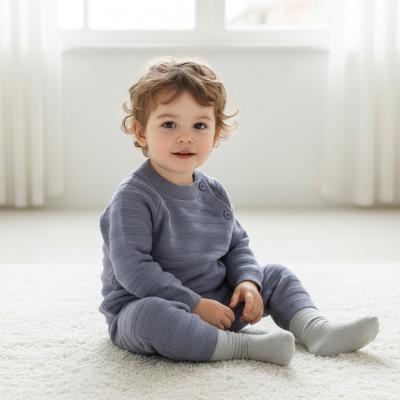 SV2422N Blue/Grey Stripe Knitted Two Piece (0-12 months)