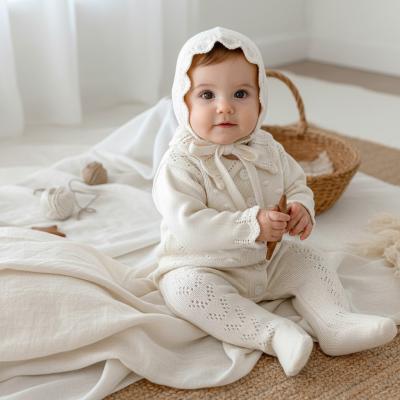SV2508-I  Ivory Luxury Knitted Set with Bonnet   (3-12 months)pp