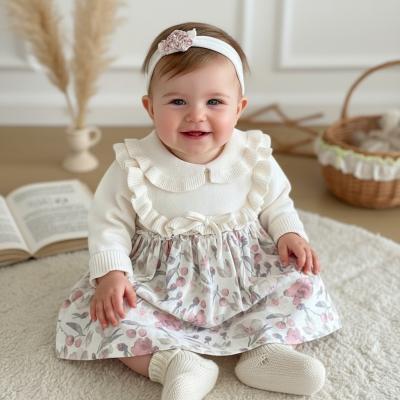 SV2516 Floral Woven & Lux Knitted Dress (0-12 months)