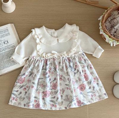 SV2516  Floral Woven and Lux Knitted Dress   (0-12 months)