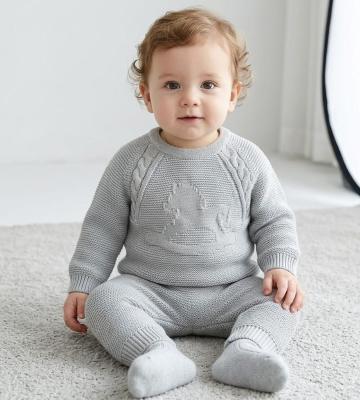 SV26010G Grey Knit Rocking Horse Top and Trousers (0-12 months)