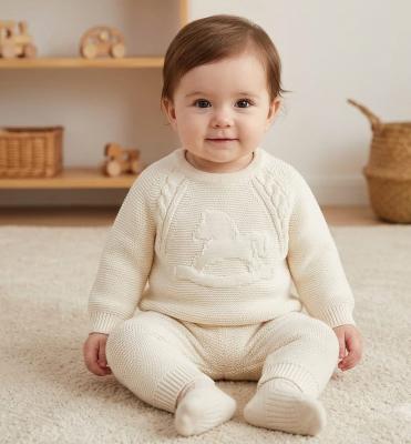 SV26010I Ivory Knit Rocking Horse Top and Trousers (0-12 months)