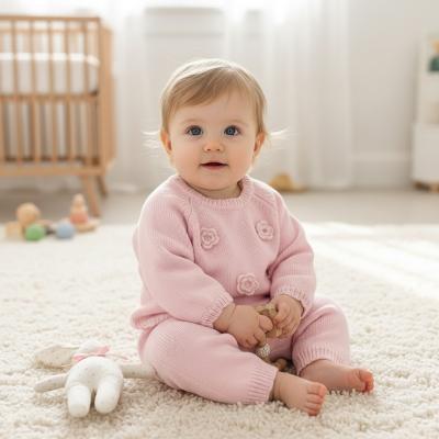 SV26014P Pink Knit and Rosette Top & Trouser (0-12 months)