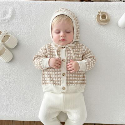 SV26017T Brown Vintage Knit Top, Trousers & Bonnet (0-12 months)