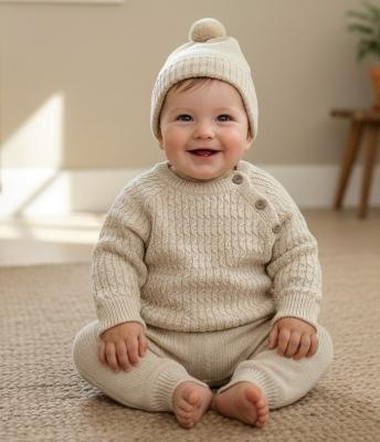 SV26022Bi Biscuit Knit Hat, Top and Trouser (0-12 months)