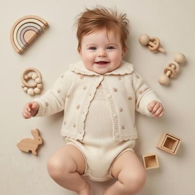 SV2640-I Ivory Lux Embroidered Cardigan & Dungaree (0-12 months)