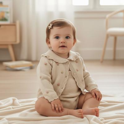 SV2640-S Sand Lux Embroidered Cardigan & Dungaree (0-12 months)