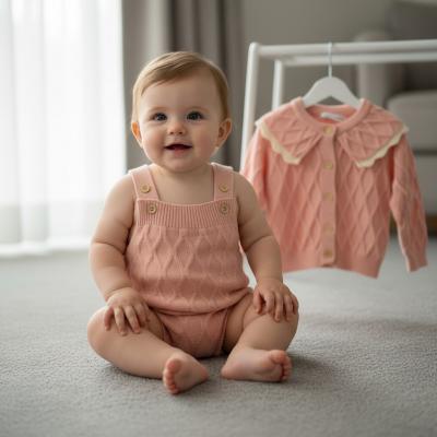 SV701P  Pink Lux cardi and Sun dungaree   (0-12 months)