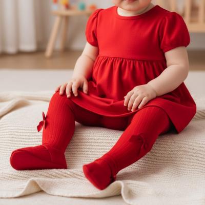 SVKITTYR Red Ribbed Bow Tights ( 6 months only)