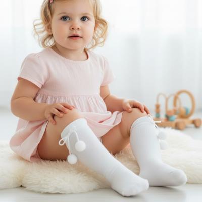 SVLaurenW  White Ribbed Pom Pom Socks  ( choose 9-3)