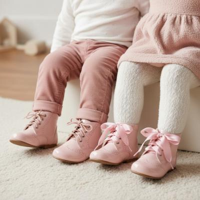 SVQuinn-P  Boots Pink - Satin and Waxed Laces  (4-12)