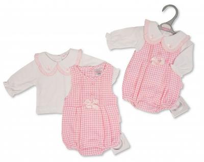 Tiny Chick PB-20-701 5035320207018 TC20-701P Dogtooth "Frills and Bows" Short Romper Set (3-8lbs)