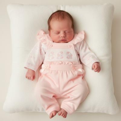 LBWTC20-754P Smocked Bows & Elephant Dungaree Set (3-8lbs)