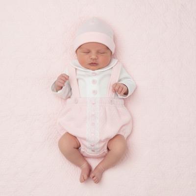 TCLBW20-368-P Pink "Bow and Lace" Dungaree Set (3-8lbs)