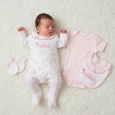 TCLBW20-596-P  Smocked "Cuddles" 4 Piece Set  (3-8lbs)