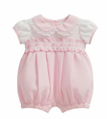 TCLBW20-617P  "Ribbon and Lace" Romper  (3-8lbs)
