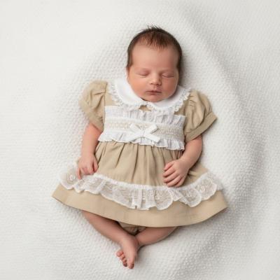 TCLBW20-711-T  Smocked Linen Dress Set  (3-8lbs)