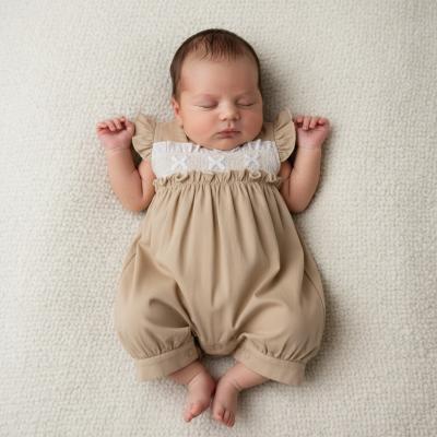 TCLBW20-714-T Smocked Linen Romper (3-8lbs)