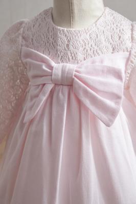 TO3904-P   Bow and lace woven dress (6-36 months)