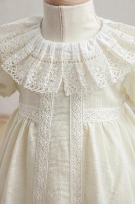 TO3926-E  Palest Apple Woven Dress with Lace  (6-36 months)