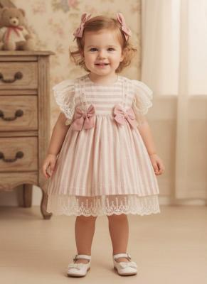 TO3946-P  Pink Cotton Stripe Woven Dress (6-36 months)