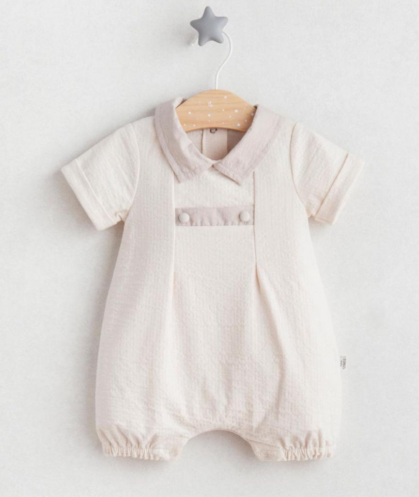 Tongs Baby 5555gri 8690000080960 TO5555-G Ecru Cotton Romper (1-9 months)
