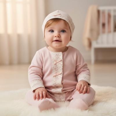 TO5663-DP  Spanish Brushed Cozy All In One Set   (0-6 months)