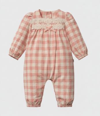 TO5773  Checked and Lace Romper  ( 0-9 months)