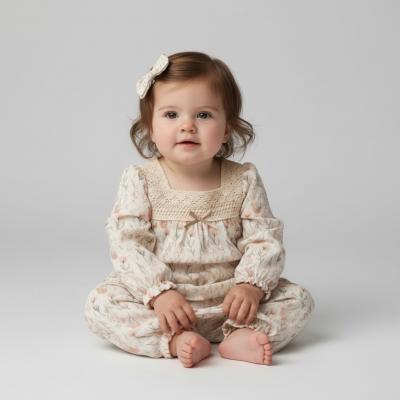 TO5800P  Cotton Lace and Floral Romper   (0-9 months)