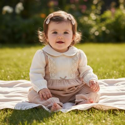 TO5801P  Lace and hemp Romper   (0-9 months)