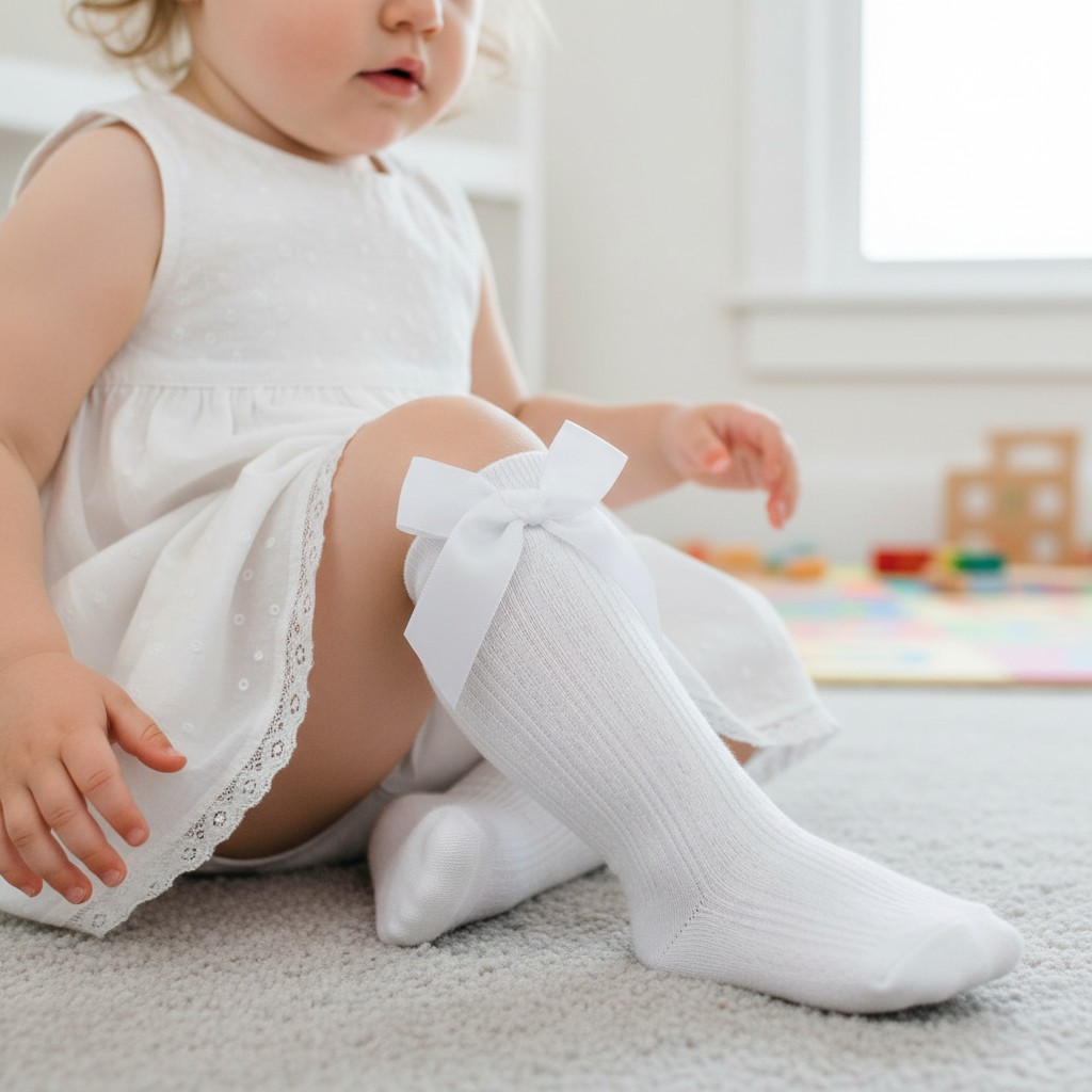 Tick Tock 43B629/WHITE 5056188222678 TT43B629-W Cable Knee High Socks with Bow (6-3.5)