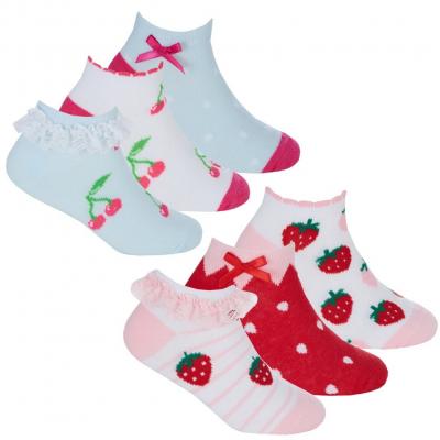 TT43B874  Cherry & Strawberry trainer liner & lace socks  (6-3.5)