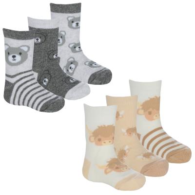 TT44B1043 Triple Pack Highland Cow/Bear Socks (0-5.5)